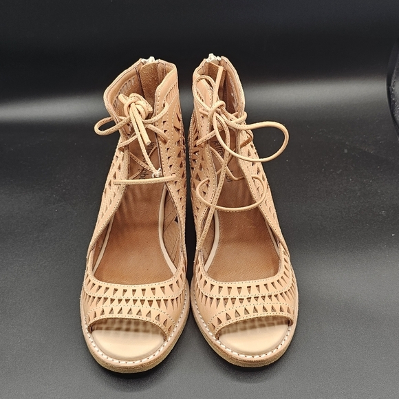 Jeffrey Campbell Cordillo Tan Cutout Lace-Up Heels - Picture 7 of 9